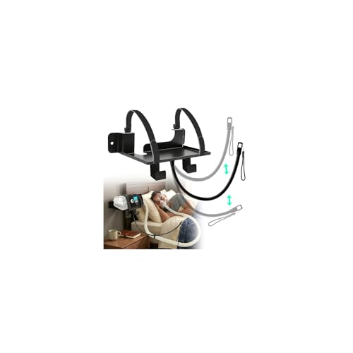 Metal Wall Mount Shelf for CPAP with Adjustable Angle - CPAP Hose Hanger & Mask Hook Newly Upgraded Double Hooks for Better Accessory Storage Ideal Supplies Stand for Bedside Organization