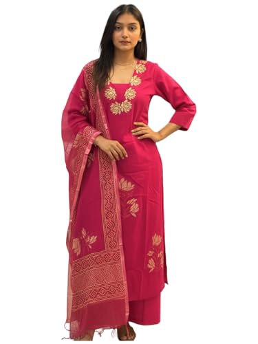 Image of ANNI Designer Women's Rayon Viscose Straight fit Printed Embroidered Kurta with Pant & Dupatta | Ethnic Kurta Set for Women | Daily, Office & Festive Traditional
