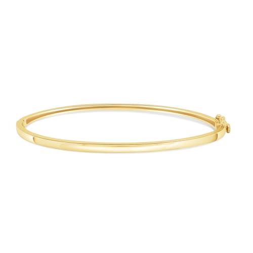 Bangle Bracelet For Women Round Cut Lab Created Moissanite And Classic Plain Design In 14K Gold Plated Sterling Silver Oval Shape Jewelry Gift For Her Size 7