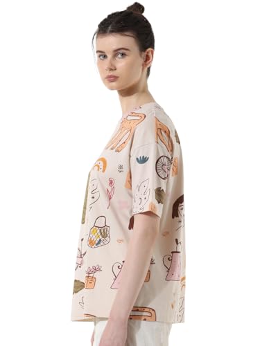 Image of ONLY Women's Oversized Printed Pure Cotton T-Shirt