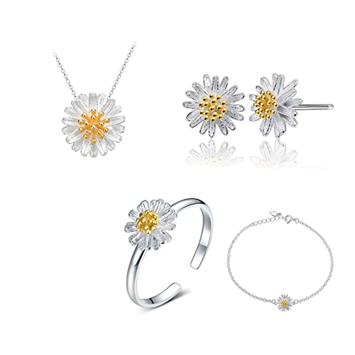 TOGGA Ensembles de Bijoux de Style Romantique Doux de Marguerite Jaune de Couleur argentée   pour des Cadeaux d'anniversaire de Filles