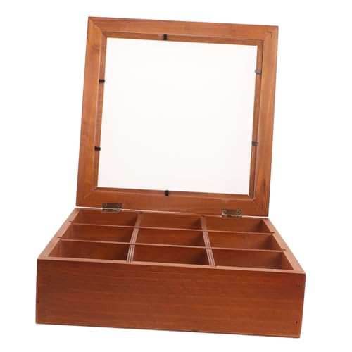 PRETYZOOM Tea Packet Container 9 Tea Bag Holders Compact Tea Storage Organizer Box for Kitchen Coffee Station Organizer