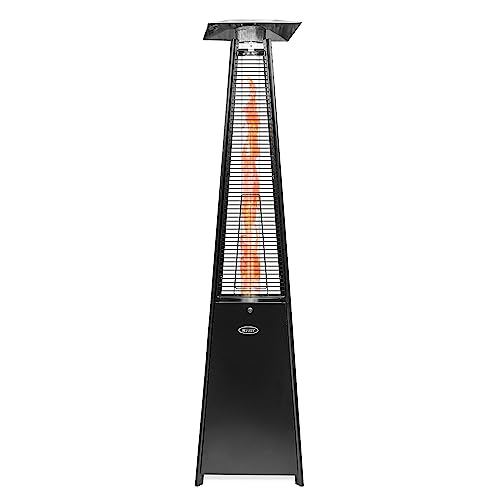 BELLEZE Patio Heater, 42000 BTU Outdoor Heater with Dancing Flame and Protection System, Portable Pyramid Patio Heater Glass Tube Propane Heater, CSA Certified Gas Patio Heater - Black