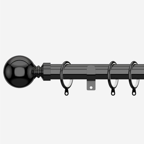 Black Nickel 28mm Ball Fixed Length Metal Curtain Pole