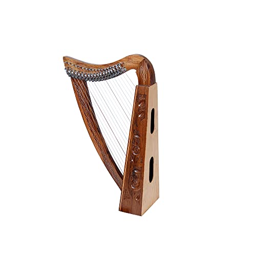 Royal Harp 19 String Lyre Harp – Solid Mahogany Wood Harp with Tuning Wrench & Extra Strings – Beginner-Friendly Musical Instrument for Adults & Kids
