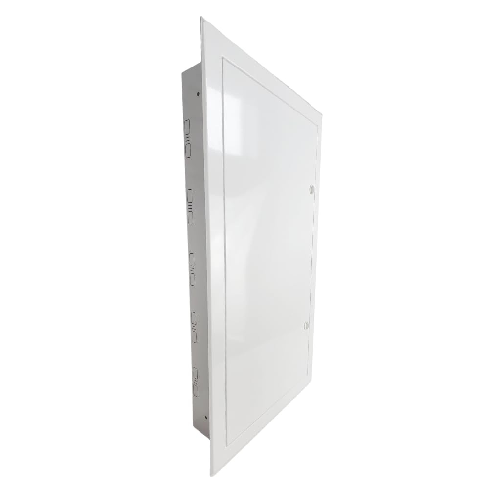 Doktorvolt Scatola di distribuzione a incasso, scatola di fusibili, scatola di distribuzione, alloggiamento in metallo, 90 moduli, 5 file, con porta bianca, IP30, IK07, per installazione in casa