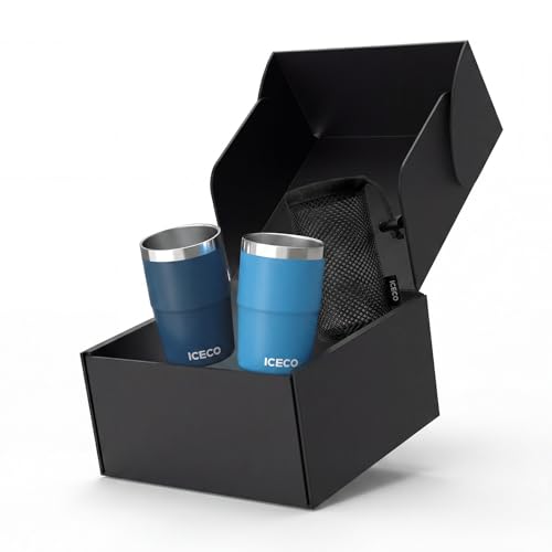 Image of ICECO 8 oz Tumbler, Insulated Espresso Cup Set of 2, Stainless Steel Drinkware, Vacuum Insulated Espresso /Coffee Cup, Stackable Mini Tumbler, Small Cup for Coffee