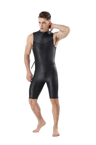 GMGQJST Tneopreno Hombre Traje De Neopreno Corto De 2 Mm For Hombre, De Una Pieza, Sin Mangas, Color Negro, For Buceo, Surf, Esnórquel, Traje De Baño De Invierno(L)