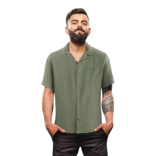 Image of WROGN Men's 100% Cotton Shirt | Textured | Slim Fit