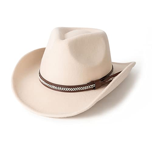 Image of Men & Women Classic Wide Brim Western Cowboy Cowgirl Hat | Classic Knit Band, Western Style, Lightweight, Adjustable Strap Inside, Interior Sweatband, Cowboy Costumes Accessories