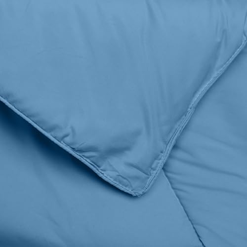 Sweet Home Collection 7 Piece Comforter Set Bag Solid Color All Season Soft Down Alternative Blanket & Luxurious Microfiber Bed Sheets, Denim, Twin XL