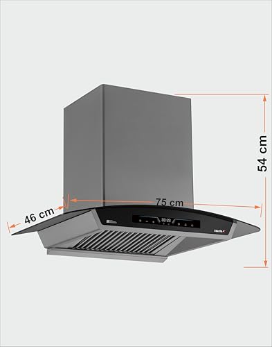Image of Sujata 75cm Auto Clean Kitchen Chimney | 15 Years BLDC Motor Warranty & 5 Years Comprehensive Warranty| 12 Gesture & Touch Control, Powerful Suction, Low Noise, Wall Mounted, LED Panel(Quartz-Black)