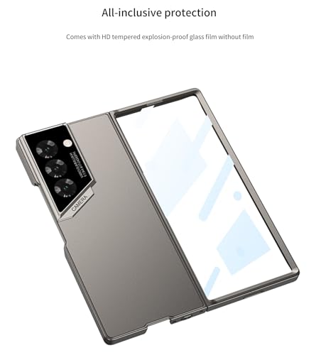 Image of Midkart Matte Cover Compatible with Samsung Galaxy Z Fold 6 Release 2024 Ultra Thin Hard PC with Front Glass Case Glossy Camera Protection, Royal Beige