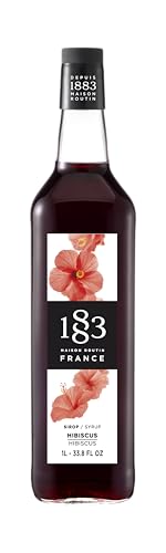 1883 Hibiscus Syrup for Drinks, Made in France, 1 Liter Plastic Bottle