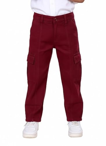 Image of Boys Cotton Full Length Front Cut Sew Cargo Pant with Bottom Tab