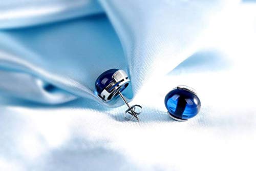 Boucles d'oreilles corindon bleu véritable argent 925 aux finitions de haute joaillerie