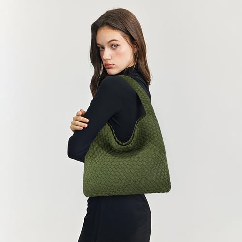 Image of Queenoris Fashion Hobo Bags for Women Top-handle Shoulder Bag Vegan Leather Purses Soft Summer Tote Bag | WOVEN