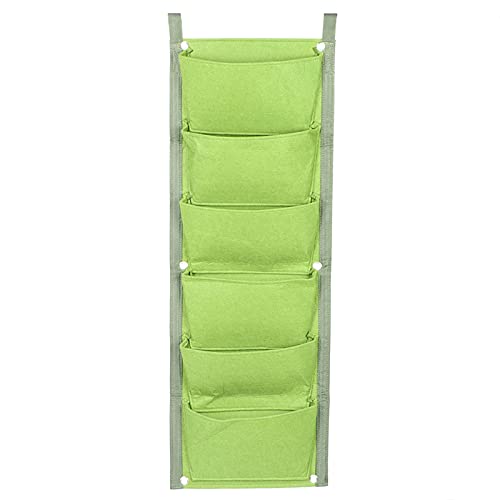 6 Pockets Hanging Vertical Wall Planter,Hanging Planting Grow Bags,Wall Mounted Grow Bag Outdoor Indoor Gardening Vertical Greening Flower Container (Green)