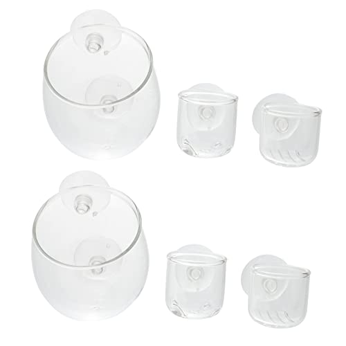 iplusmile 6個水槽用ガラス製水草杯 吸盤付き穴あきアクアリウムプランター 淡水 海水対応血虫フィーダーポット培養用水生植物ホルダー