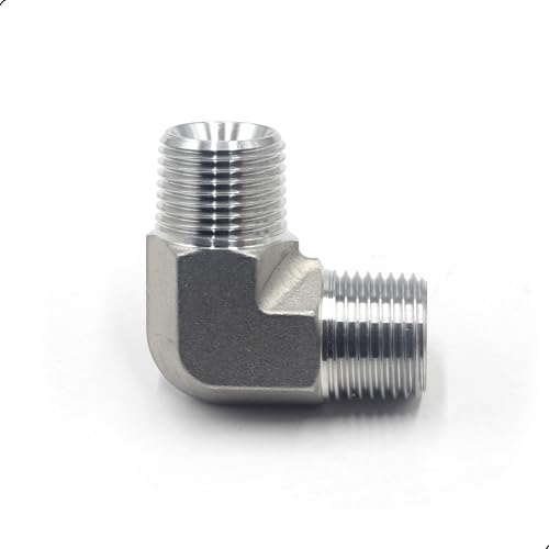 Image of HFS(R) 1 /2 inch NPT Male x 1 /2 inch NPT Male Elbow 90 Degree, Heavy Duty Barstock Street Elbow, Stainless Steel 304