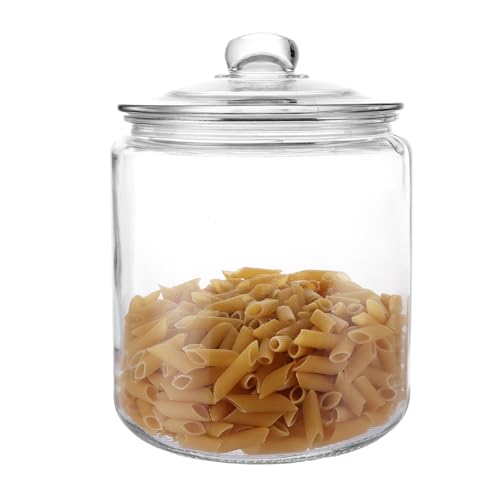 ASelected Glass Storage Jars 4L Cookie Jar With Lid Clear Glass Dry Food Storage Jar For Pasta Flour Cereal Candy Coffee Beans