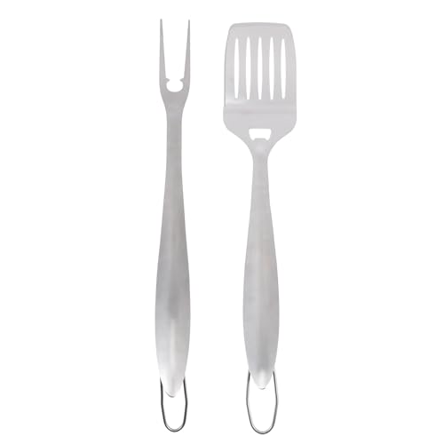 Kit 2 piezas utensilios para BBQ y camping de acero inoxidable miniatura 1