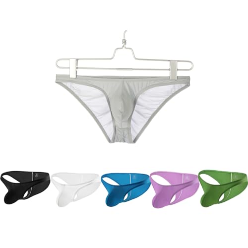 Men's Sexy Underwear Low Waist Ice Silk Briefs Skinny Breathable Bikini Underpants4