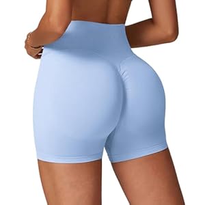 Qmttoae Impact Seamless Shorts 4.5″ Scrunch Butt Lifting Gym Shorts for Women Booty Workout Shorts Tummy Control Cycling Shorts Yoga