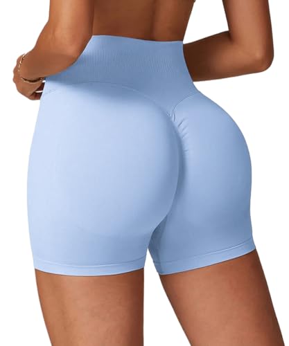 Qmttoae Impact Seamless Shorts 4.5" Scrunch Butt Lifting Gym Shorts for Women Booty Workout Shorts Tummy Control Cycling Shorts Yoga