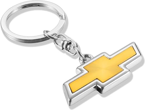 YUIQIEUY Car Logo Key Chainring 3D Chrome Metal Alloy Keychain Fit Car Accessories(Fit Chevy)