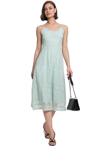 Image of DITOK Womens Lace Floral Midi Dress Summer Sundress Overlay Casual Sleeveless Flowy Cocktail Party Swing Wedding Dresses
