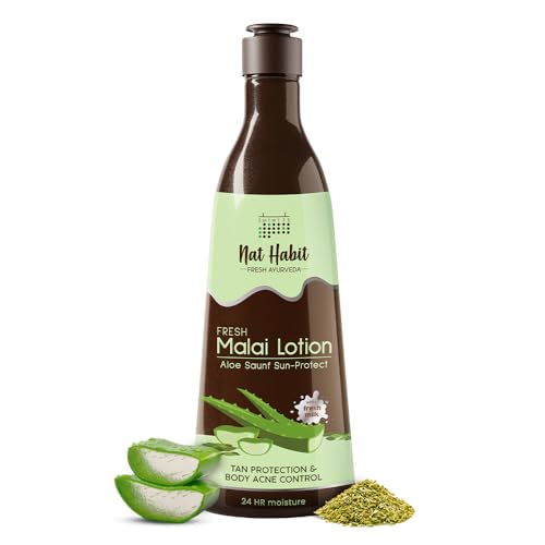 Image of Nat Habit Fresh Whipped Body Lotion, Aloe Saunf Sun Protect Malai Lotion, Detan Hydration, Body Acne Control & 24 Hours Moisture, 250 ml (Pack of 1)