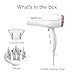 Conair Double Ceramic Hair Dryer, 1875W Blow Dryer with Diffuser and Concentrator, Ionic Conditioning, 3 Heat & 2 Speed Settings, Amazon Exclusive, White