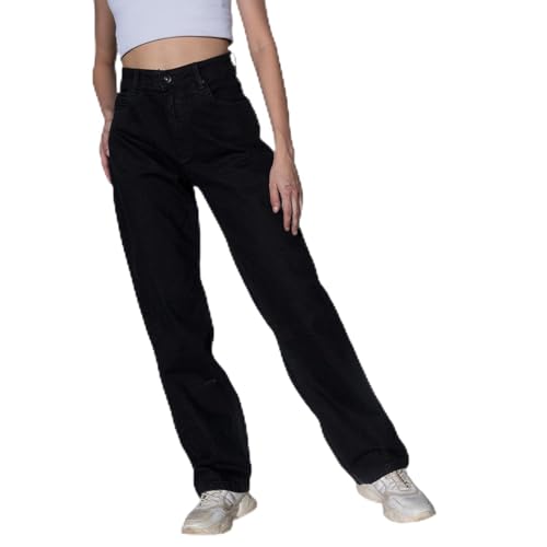 Hubberholme Women Black Regular Dad Fit Jeans HHWJNW23502A_BK_32 Deal