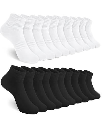 Tialfas 10 pares de calcetines cortos para mujer, calcetines de algodón para mujer, cómodos calcetines semi para niñas