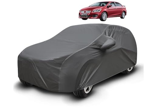 Image of Auto Hub Waterproof Car Cover Compatible with Maruti Ciaz Hybrid with Mirror Pockets, Soft Cotton Lining, Ciaz Hybrid Car Cover Waterproof, Grey