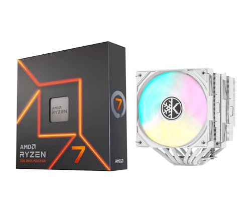 Image of MICRO CENTER CPU Air Coolor Combo - AMD Ryzen 7 7700X Desktop Processor with KINGCOOL Iron Wind 120mm ARGB CPU Air Cooler White