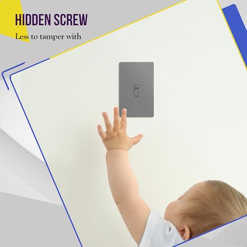 Image of ENERLITES Screwless Toggle Switch Wall Plate, Child Safe Light Switch Cover, Standard Size 1-Gang 4.68 inch x 2.93 inch, Unbreakable Polycarbonate Thermoplastic, UL Listed, SI8811-GY5P, Glossy, Gray, 5 Pack