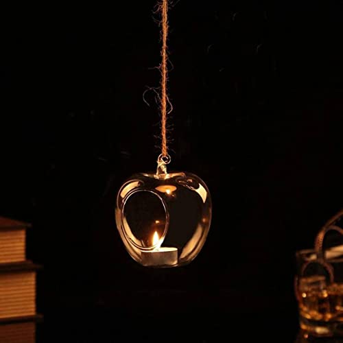 Virya Hanging Glass Planters for Indoor Outdoor Decoration, Apple Shape Glass pots ,Glass Plant Terrariums hanging, Tealight Holders, Garden Planters Borosilicate Glass Candle Holder(Clear, Pack of 2) 1