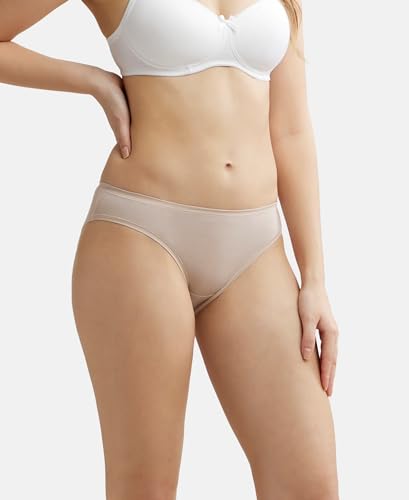 Image of Jockey JW01 Women Medium Coverage Tencel Lyocell Elastane Stretch Mid Waist Bikini with Concealed Waistband and StayFresh Treatment