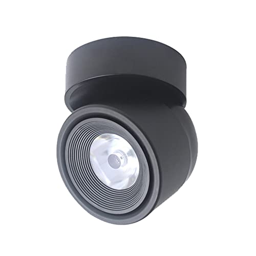 Scumlovy Foco de Techo LED de Superficie de 5 W y 7 W, Blanco/Negro, COB, Giratorio, Redondo, de Aluminio, antideslumbrante.