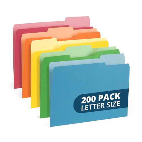 Blue Summit colored file folders with tabs, 200-pack