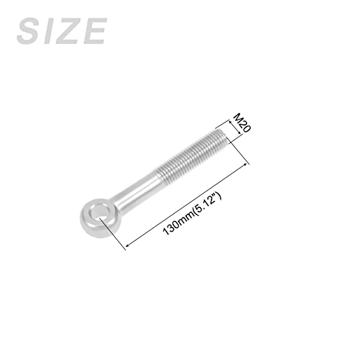Image of METALLIXITY Shoulder Swing Lifting Bolt (M20x130mm) 1Pcs, 304 Stainless Steel Eye Bolts - for Home Renovation, Pipeline Gate Valves Fasteners, Silver