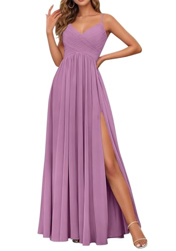Robe demoiselle d'honneur en mousseline plissée A-line à bretelles spaghetti DSJ111