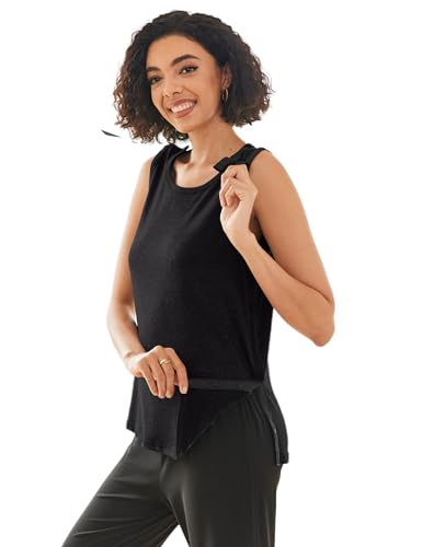 Deyeek Post Shoulder Surgery Shirts for Women Tear Away Snap Button Rotator Cuff Shirt Mastectomy Chemo Port Access Tank Tops