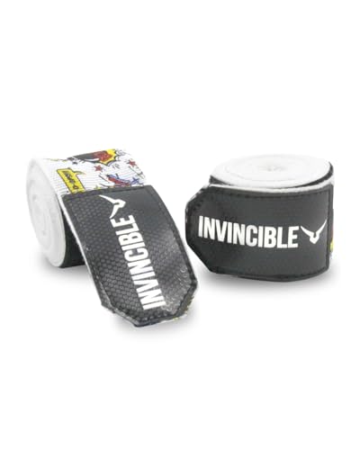 Image of INVINCIBLE Nylon Mexican Style Semi-Stretch Boom Boom Printed Hand Wraps (White, 1.5 Meter)