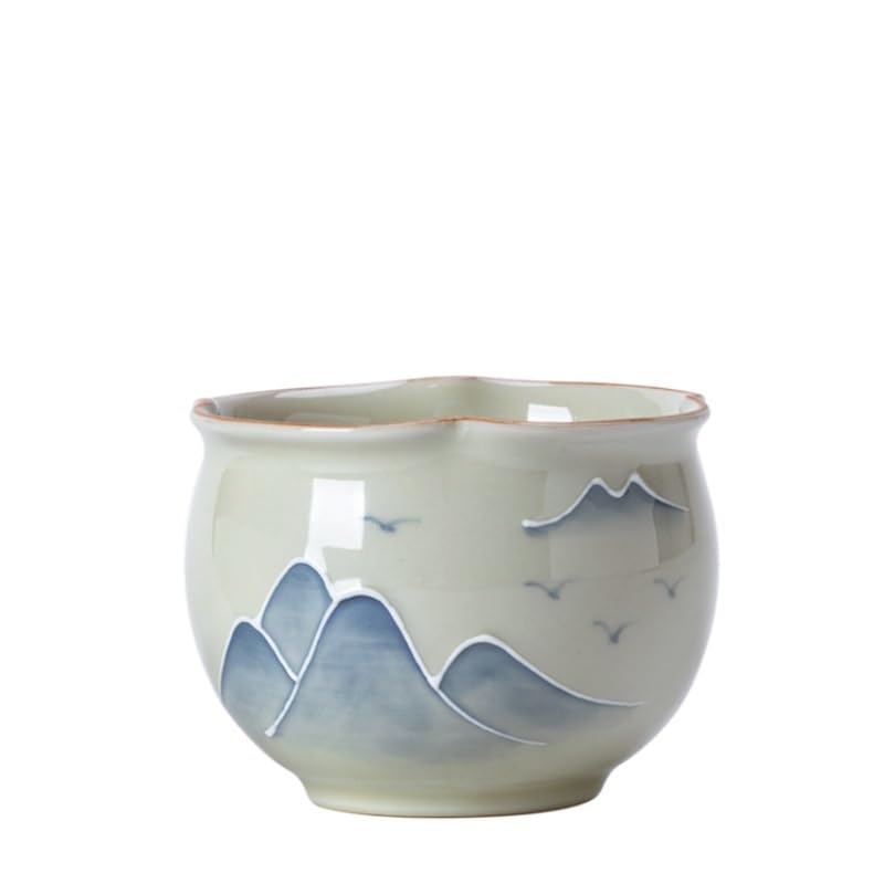 LAPADULA Infusore per il Tè Tazza da tè retrò, grande tazza da tè con paesaggio dipinto a mano, tazza da uomo Kung Fu con colore sotto smalto, tazza singola in stile cinese Tazze da Tè