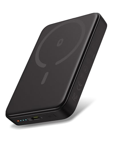 Omnibar Magnetic Power Bank,10000mAh Wireless Portable Charger with USB C PD 20W Fast Charging,for Magsafe Battery Pack for iPhone 16/16 Pro/16 Pro Max, iPhone 15/14/13/12 Series, Black