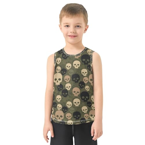 J JOYSAY Cartoon Camouflage Skull Boys Tank Top Sleeveless Muscle Shirts Quick Dry Workout Active Sport Kids T-Shirts 3-15T2
