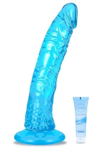 7‘’ Beginner Dildo Realistic Anal Silicone Dildo Soft Cock with Curved Shaft for Vaginal G spot Stimulation  Body-Safe Material Penis with Strong Suction Cup for Hands-Free  Women Men Couples Sex Toys